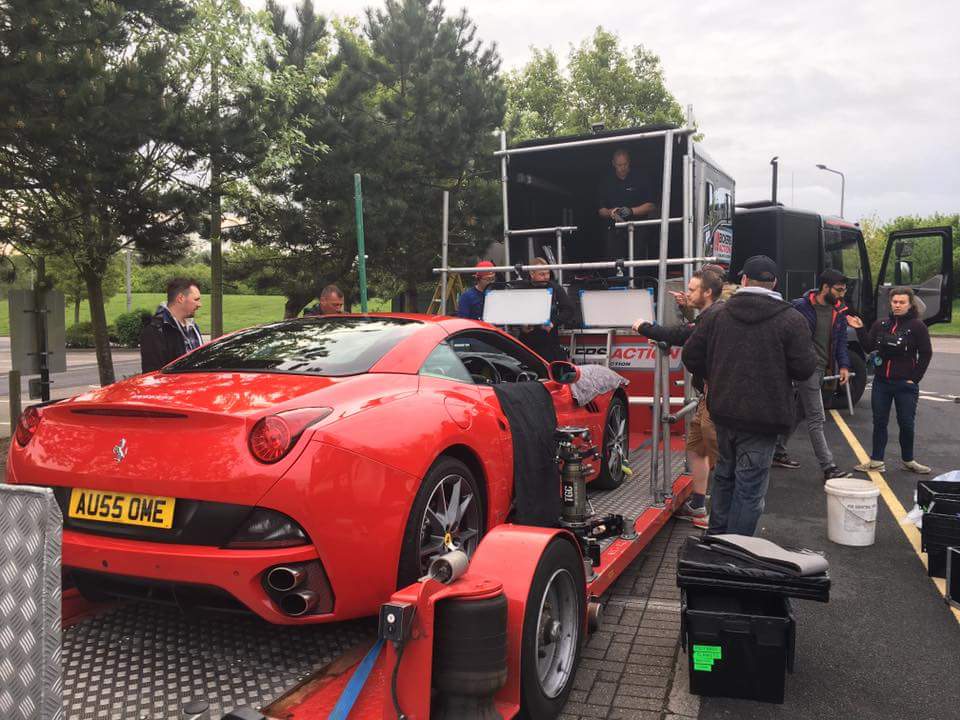 Supercar picture vehicle prepped on the low loader
